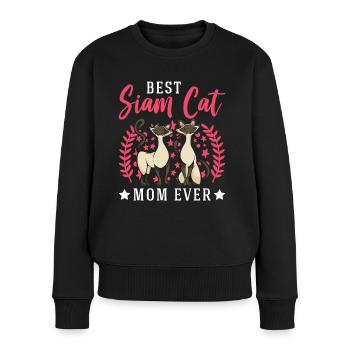 Siamkatzen Mama Siam Cat Mom - Frauen Premium Bio Pullover - Schwarz - Vorne - Julia (174cm)