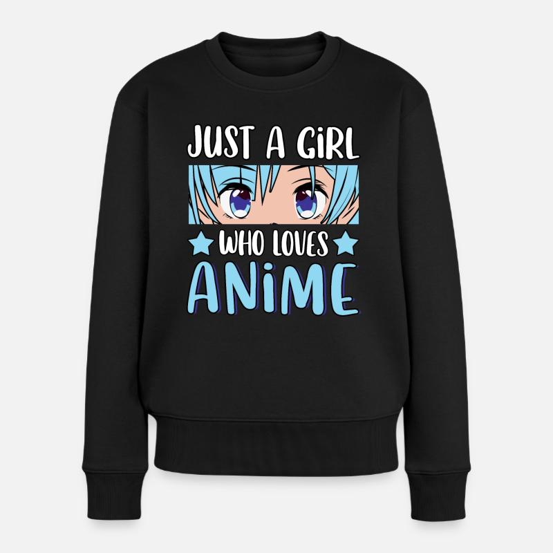 Nur ein Mädchen, das Anime Japanischen Manga-Liebhaber liebt - Frauen Premium Bio Pullover - Schwarz