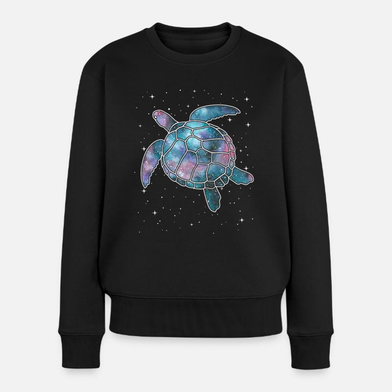Weltraum Meeresschildkröte Milchstraße Galaxie Nebel Universum - Frauen Premium Bio Pullover - Schwarz