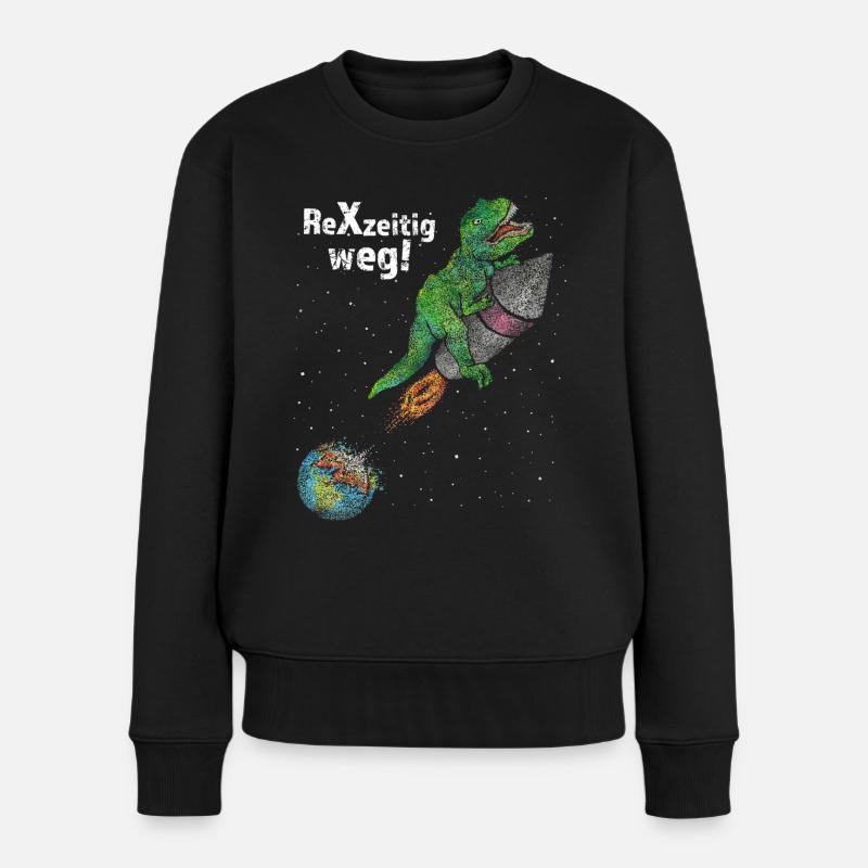 Klimaschutz Umwelt No Planet Dino T-Rex - Frauen Premium Bio Pullover - Schwarz