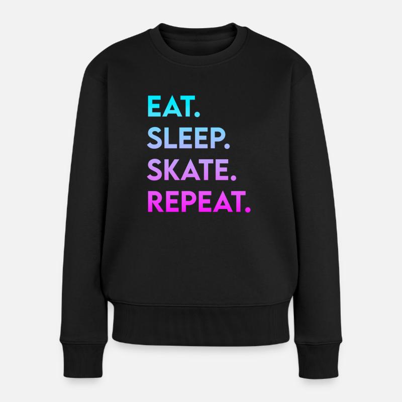 eat sleep skate repeat - Frauen Premium Bio Pullover - Schwarz