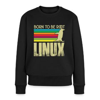 Linux Né pour être root Admin Linux - Pull Premium bio Femme - noir - Devant - Julia (174cm)