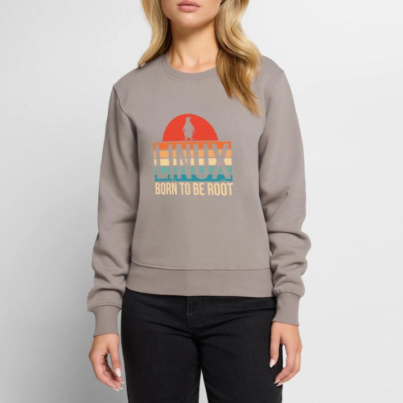 Linux Born To Be Root Pinguin Nerd Coding Geek Frauen Premium Bio Pullover