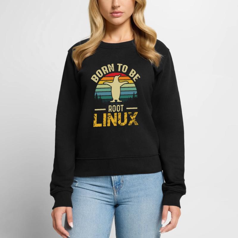 Né pour être Root Linux Nerd Admin Geek Pull Premium bio Femme