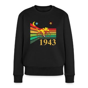 Bicycle Day 1943 Retro Radtour Hofmann Zauberwald - Frauen Premium Bio Pullover - Schwarz - Vorne - Julia (174cm)