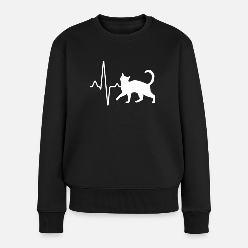 Battement de cœur de chat - Pull Premium bio Femme - noir