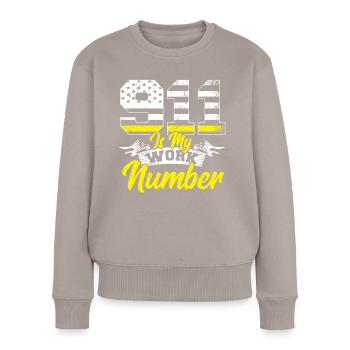 Is My Work Number Police Dispatcher Thin Yellow - Women's Premium Organic Jumper - taupe - Front - Julia (174cm)