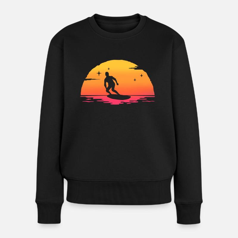 Sunrise Surf Surfer T-Shirt Surfen - Frauen Premium Bio Pullover - Schwarz