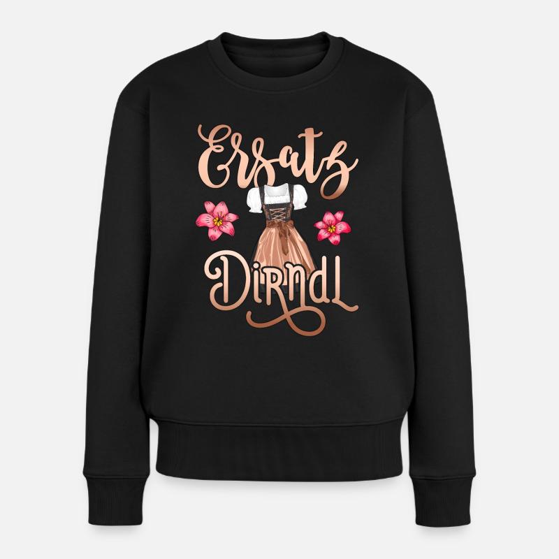 Ersatz Dirndl T-Shirt Damen Outfit - Frauen Premium Bio Pullover - Schwarz