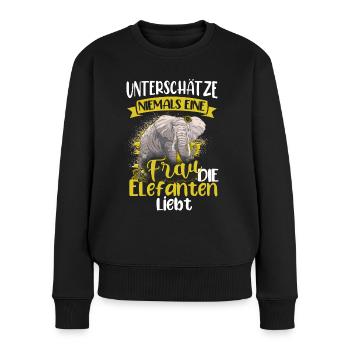 Elefant Elefanten Elephant Rüsseltier Zoo Zirkus - Frauen Premium Bio Pullover - Schwarz - Vorne - Julia (174cm)