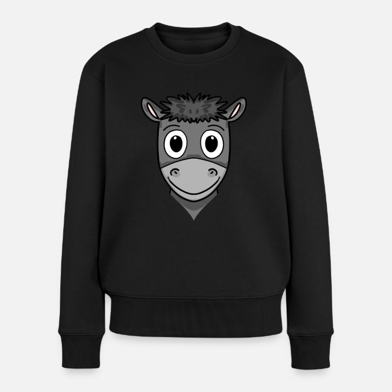 Esel Kopf - Frauen Premium Bio Pullover - Schwarz