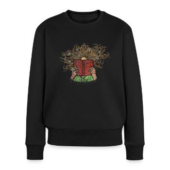 Bücher Literatur Buch Lesen Buchliebhaber Roman - Frauen Premium Bio Pullover - Schwarz - Vorne - Julia (174cm)