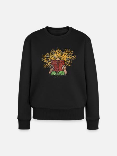 Bücher Literatur Bücherwurm Lesen Roman Buch - Frauen Premium Bio Pullover - Schwarz