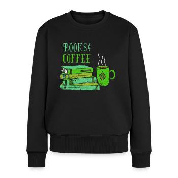 Bücher Kaffee Kaffeeliebhaber Buch Bibliothek - Frauen Premium Bio Pullover - Schwarz - Vorne - Julia (174cm)