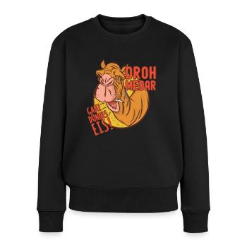 Kamel Dromedar Ganz dünnes Eis Wortwitz DROHmedar - Frauen Premium Bio Pullover - Schwarz - Vorne - Julia (174cm)