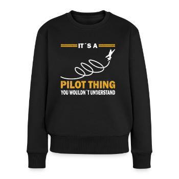 Le pilote ne comprendrait pas l’aviation aérienne - Pull Premium bio Femme - noir - Devant - Julia (174cm)