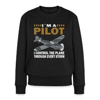 Pilot Through Every Storm Aircraft Aviation - Women's Premium Organic Jumper - black - Front - Julia (174cm)