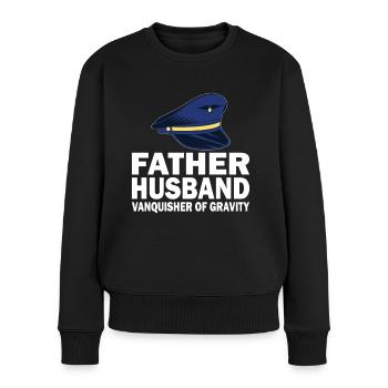 Pilot Father Husband Vanquisher Gravity Flugzeug - Frauen Premium Bio Pullover - Schwarz - Vorne - Julia (174cm)