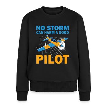 Pilot No Storm Can Harm Airplane Aviation Flyer - Women's Premium Organic Jumper - black - Front - Julia (174cm)