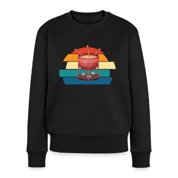 Fondue Fromage Suisse Alpes occidentales Sauce au fromage - Pull Premium bio Femme - noir - Devant - Julia (174cm)