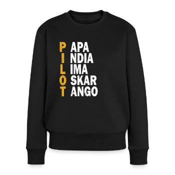 Pilote Akrostichon Avion Aviation Hélicoptère - Pull Premium bio Femme - noir - Devant - Julia (174cm)