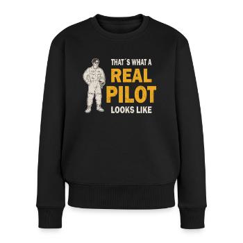 Vrai pilote d’avion Aviation Hélicoptère Flyer - Pull Premium bio Femme - noir - Devant - Julia (174cm)