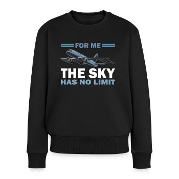Pilot Sky Has No Limit Flugzeug Luftfahrt Flieger - Frauen Premium Bio Pullover - Schwarz - Vorne - Julia (174cm)