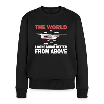Pilot World Better From Above Flugzeug Luftfahrt - Frauen Premium Bio Pullover - Schwarz - Vorne - Julia (174cm)