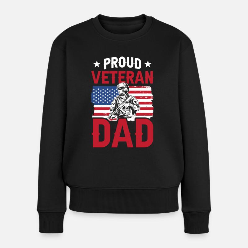 Stolzer Veteran Papa Vater Vater Tag Papi Sprüche - Frauen Premium Bio Pullover - Schwarz