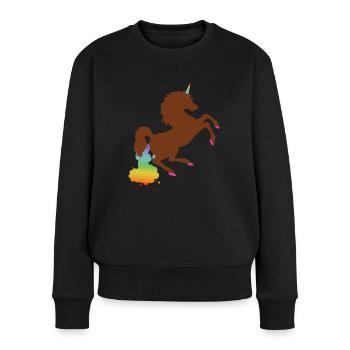Einhorn Regenbogen - Frauen Premium Bio Pullover - Schwarz - Vorne - Julia (174cm)