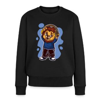 Lion Tshirt Kids Earphone Music - Women's Premium Organic Jumper - black - Front - Julia (174cm)