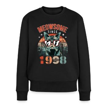 Meowsome 1998 Année de naissance 1998 Anniversaire du chat - Pull Premium bio Femme - noir - Devant - Julia (174cm)