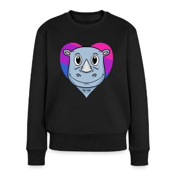 Cadeau rhinocéros bisexuel - Pull Premium bio Femme - noir - Devant - Julia (174cm)