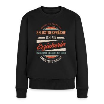 Erzieherin Arbeitskollege Kollege Geschenk Retro - Frauen Premium Bio Pullover - Schwarz - Vorne - Julia (174cm)