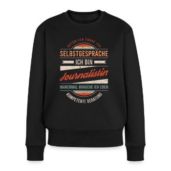 Journalistin Arbeitskollege Kollege Geschenk Retro - Frauen Premium Bio Pullover - Schwarz - Vorne - Julia (174cm)