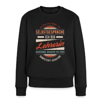 Lehrerin Arbeitskollege Kollege Geschenk Retro - Frauen Premium Bio Pullover - Schwarz - Vorne - Julia (174cm)