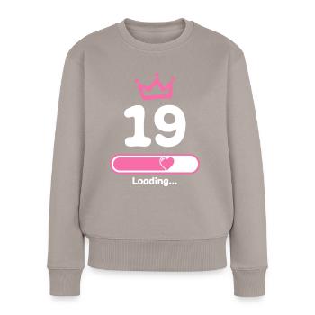 19 ans d’anniversaire Poutre de chargement - Pull Premium bio Femme - taupe - Devant - Julia (174cm)
