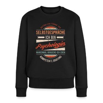 Psychologin Arbeitskollege Kollege Geschenk Retro - Frauen Premium Bio Pullover - Schwarz - Vorne - Julia (174cm)