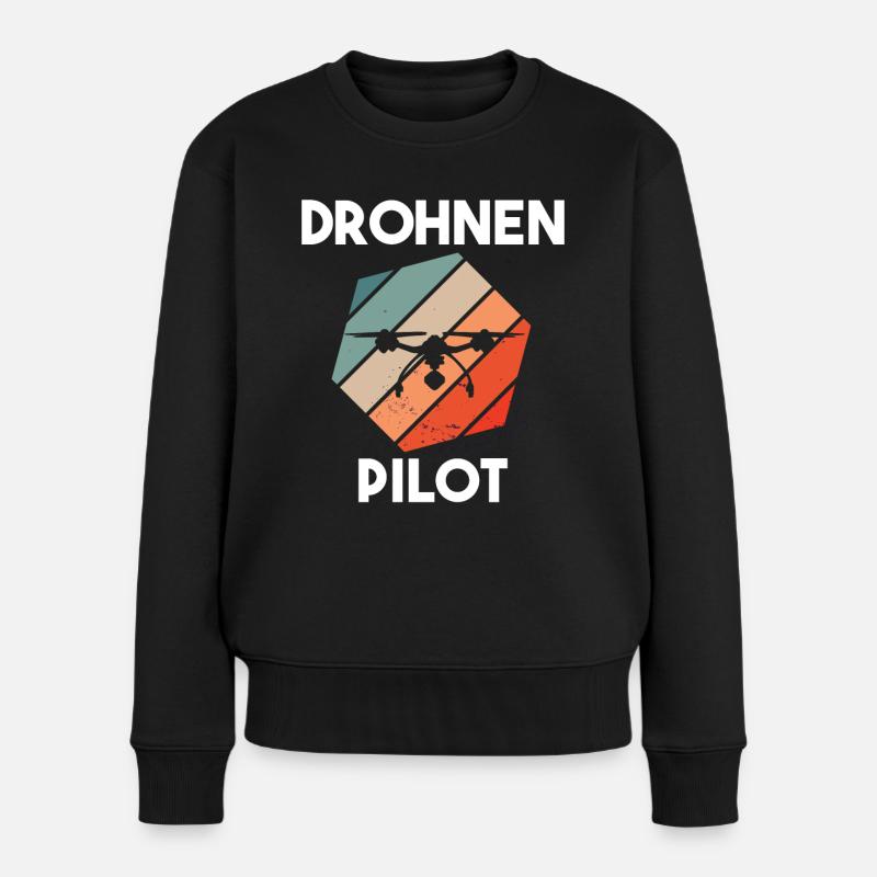 Drohnenpilot Spruch - Frauen Premium Bio Pullover - Schwarz