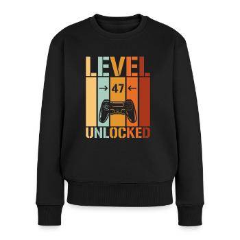 47. Geburtstag Level 47 unlocked - Frauen Premium Bio Pullover - Schwarz - Vorne - Julia (174cm)