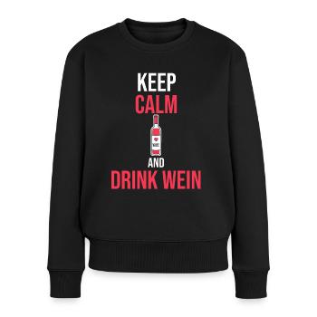 Restez calme et buvez du vin - Pull Premium bio Femme - noir - Devant - Julia (174cm)