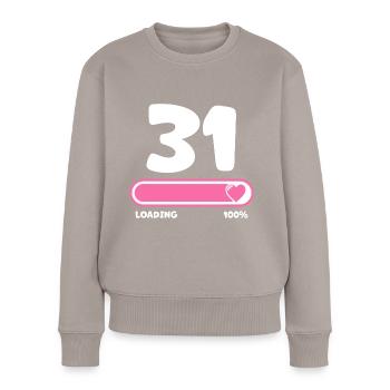 31e anniversaire 31 ans - Pull Premium bio Femme - taupe - Devant - Julia (174cm)