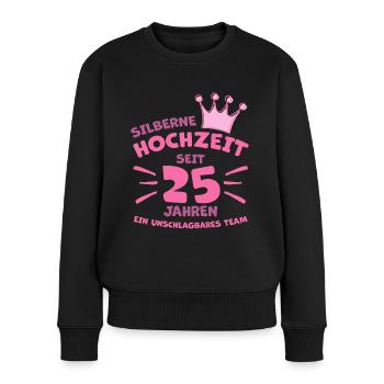 Silberhochzeit Verheiratet Ehepaar - Frauen Premium Bio Pullover - Schwarz - Vorne - Julia (174cm)