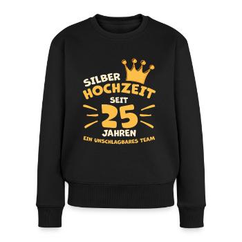 Silberhochzeit 25 Jahre Geschenk - Frauen Premium Bio Pullover - Schwarz - Vorne - Julia (174cm)