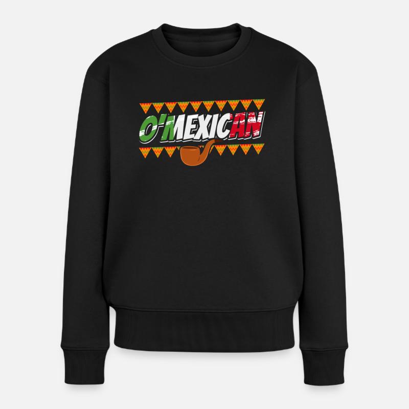 O'mexikanisch Irisch Mexikanisch Irland Ire - Frauen Premium Bio Pullover - Schwarz