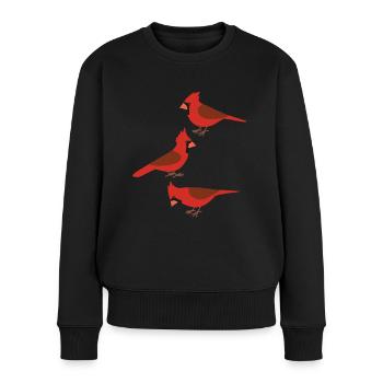 Witzige Vögel Rotkardinal - Frauen Premium Bio Pullover - Schwarz - Vorne - Julia (174cm)