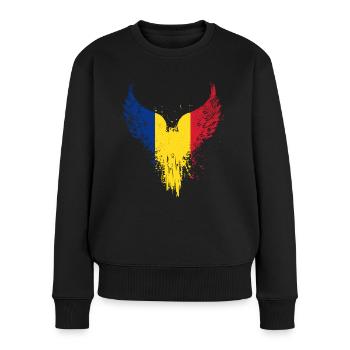 Drapeau de la Roumanie - Pull Premium bio Femme - noir - Devant - Julia (174cm)