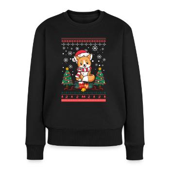 Vilain Noël Fox Pattern Tricoté Noël Christ Enfant - Pull Premium bio Femme - noir - Devant - Julia (174cm)