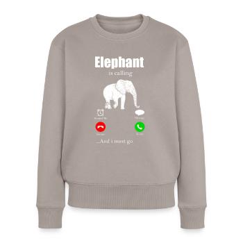 Elefant Elefanten Elephant Rüsseltier Zoo Zirkus - Frauen Premium Bio Pullover - Taupe - Vorne - Julia (174cm)