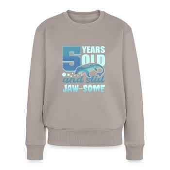 5 Years Old & Still Jaw-Some Mosasaurus Birthday - Frauen Premium Bio Pullover - Taupe - Vorne - Julia (174cm)